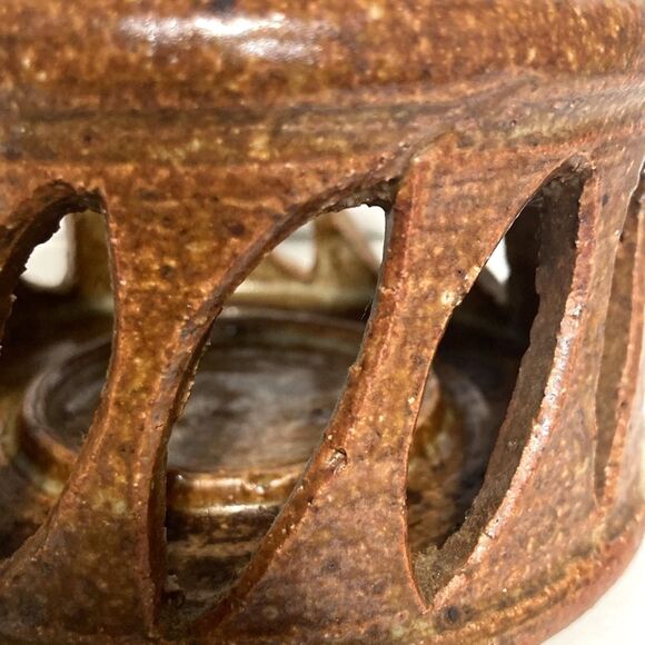 Ceramic Lantern Pottery Art Tea Light Luminary Candle Holder 2.75 in tall x 4.5 - Picture 10 of 14